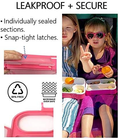 kinsho MINI Bento Box Snack Containers for Kids Small Lunch-Boxes for Girls Boys | Leakproof Toddler Containers for Pre-School Baby Day-Care or Adults | BPA Free 3 Compartments | Pink Coral - Orange