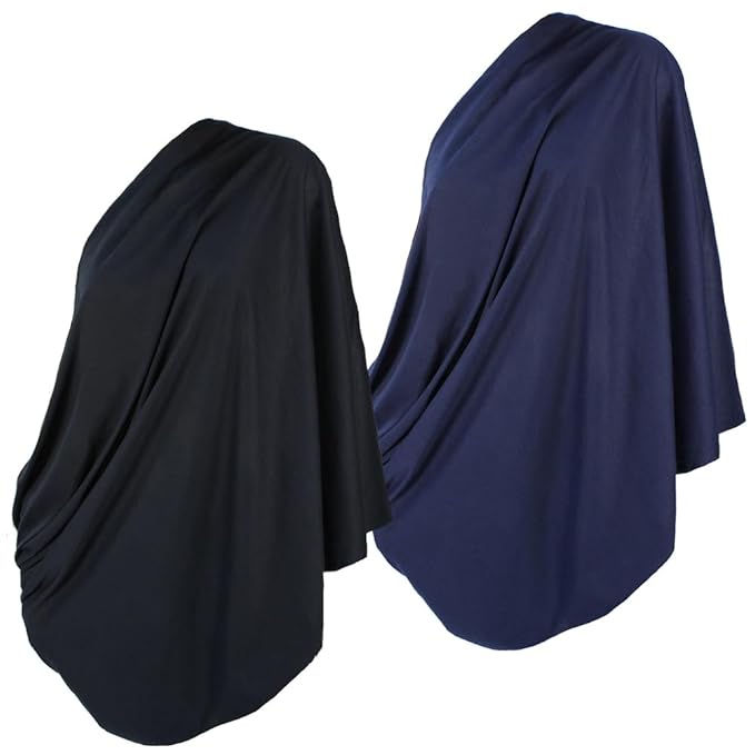 LK Baby Infinity Nursing Scarf Breastfeeding Cover Ultra Soft Premium Jersey Polyester (2pk black/navy)