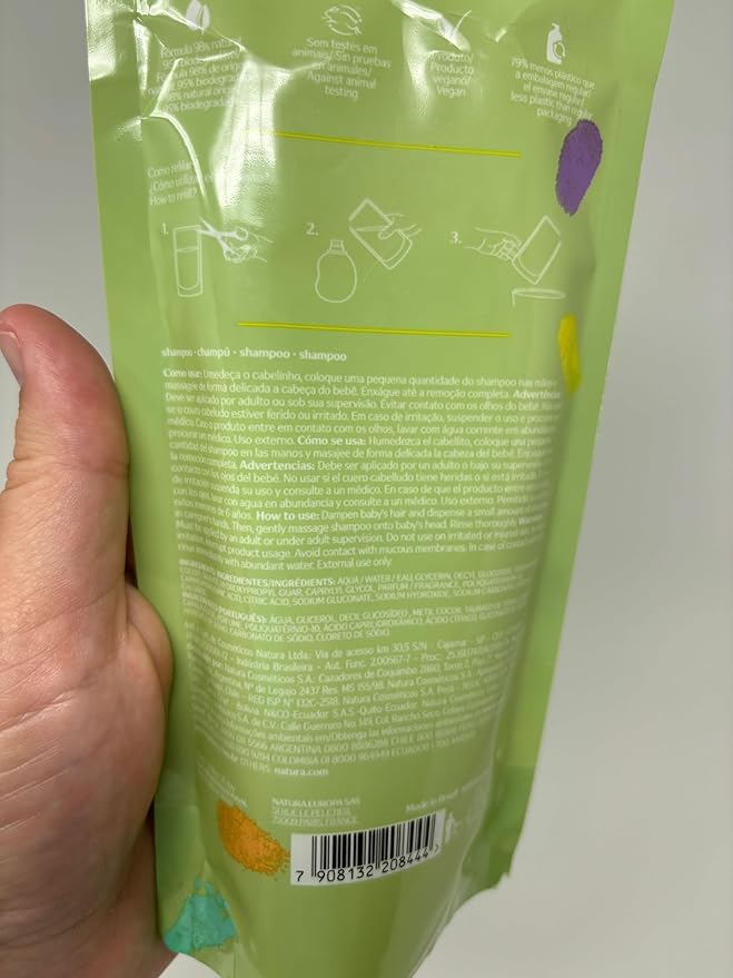 natura - Mamãe e Bebê Shampoo Refill - 100% Vegan - Safe & Gentle Formula - 98.4% Natural Origin - All Skin Types - Cruelty Free - Brazilian Baby Beauty - Baby Essentials - 6.7 fl oz (200ml)