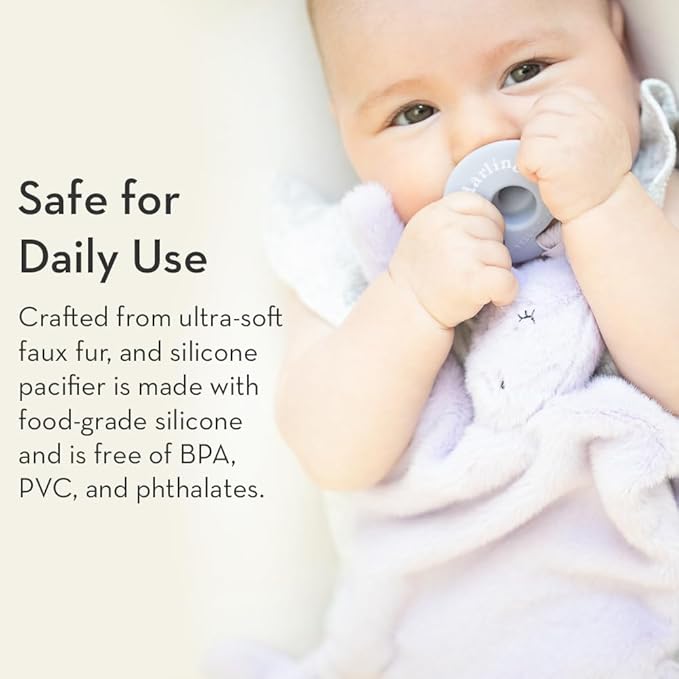 Pacifier Holder with Detachable Pacifier by Bella Tunno, Soft Animal Lovey Snuggle Toy Attaches to Teethers, Baby Gift for Newborn Boys and Girls, Babies 0+ Months, Dog