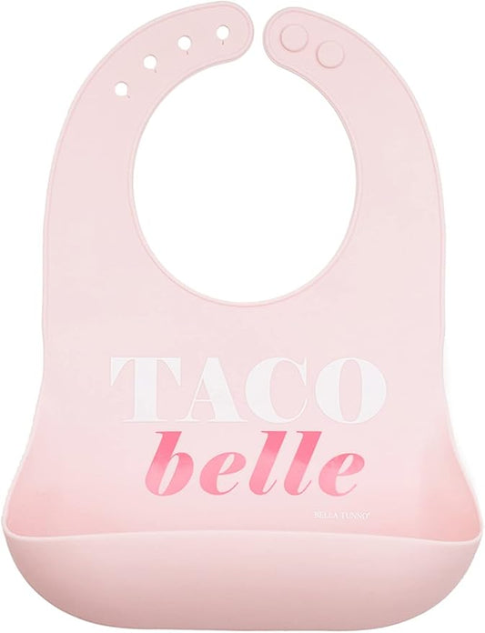 Baby Bib for Eating by Bella Tunno, Waterproof Silicone Bib with Large Food Catcher, Adjustable Fit for Babies 4-12 months & Toddlers 1-3 Years, Boys & Girls, Taco Belle