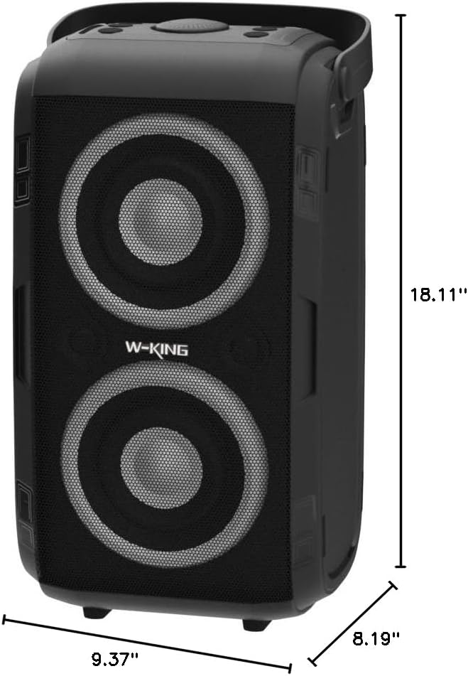 W-KING Party Loudest Portable Bluetooth Speaker Wireless Boom Box, 180W Max Big Large Outdoor Speaker 4 Drivers with 2*4.04'' Subwoofer, 80W HD Huge 105dB Pulse Natur Deep Bass, IPX5/24H/EQ/USB/TF/AUX