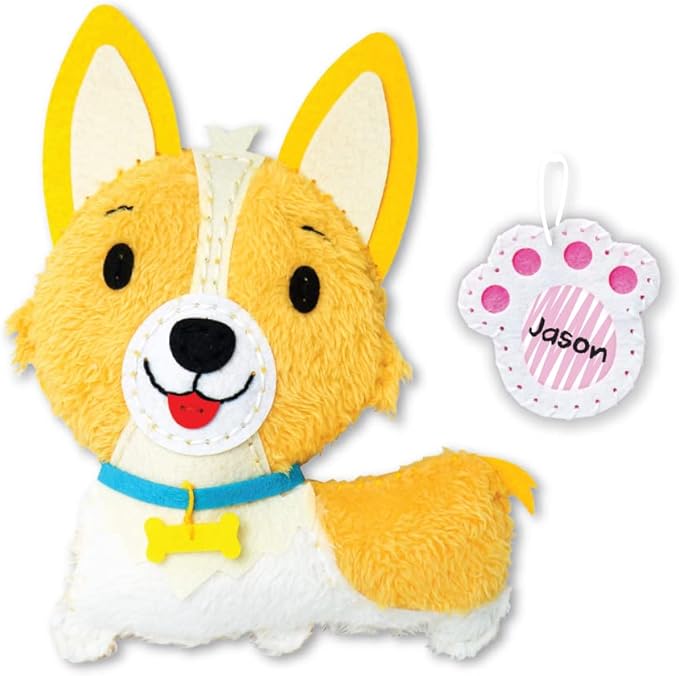 C.S. Kids Magic World DIY Personalised Sewing Kit - Puppy |Frist Sewing Arts & Crafts Gifts | Educational Sewing Kit for Kids | Sew Your Own (Safety Needle & Instruction Included)