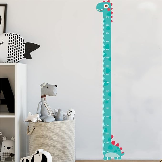Green Dinosaur Vinyl Self-Adhesive Growth Chart Decal for Kids Room Bedroom Nursery Wall Decor StickerRemovable Baby Height Measure Mural 10cm to 170cm
