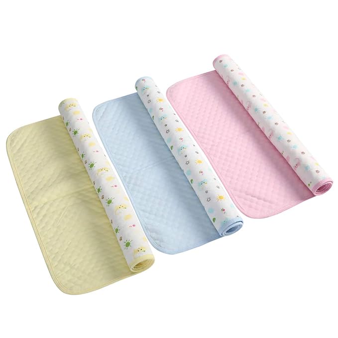 MBJERRY Waterproof Changing Pads Portable - Breathable Leak Proof Mattress Pad Protector Baby Changing Mat for Toddler, Kids Pack of 3 (XL (27.5 x 41.3 Inch))