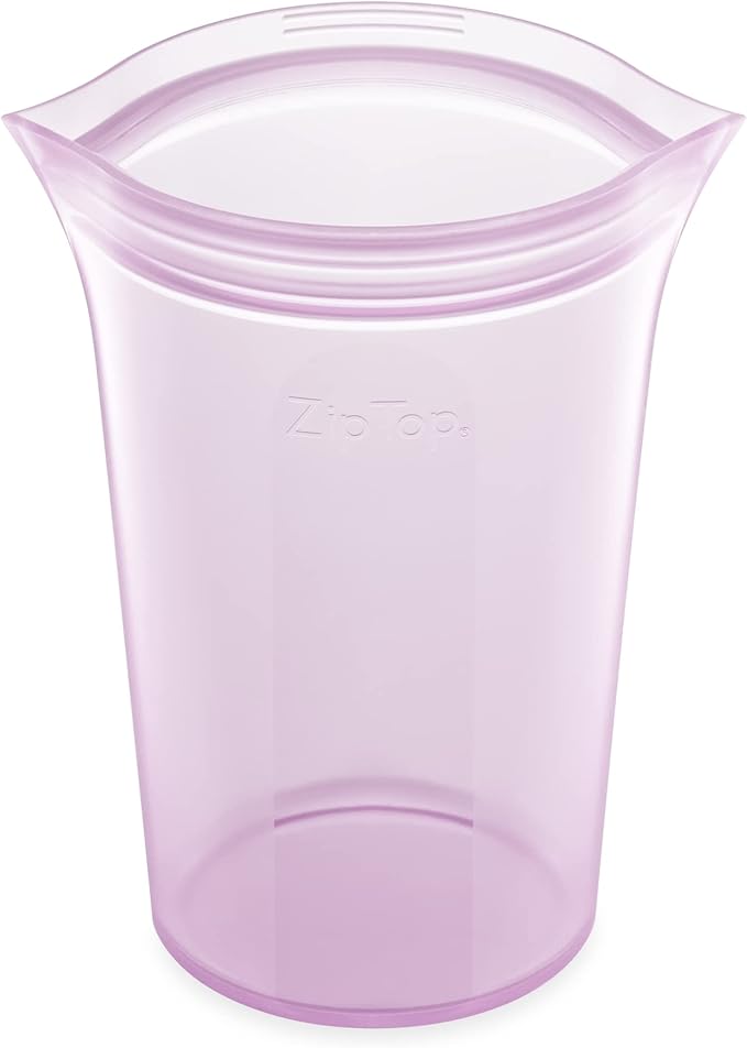 Zip Top Reusable Food Storage Bags | Large Cup [Lavender] | Silicone Meal Prep Container | Microwave, Dishwasher and Freezer Safe | Made in the USA