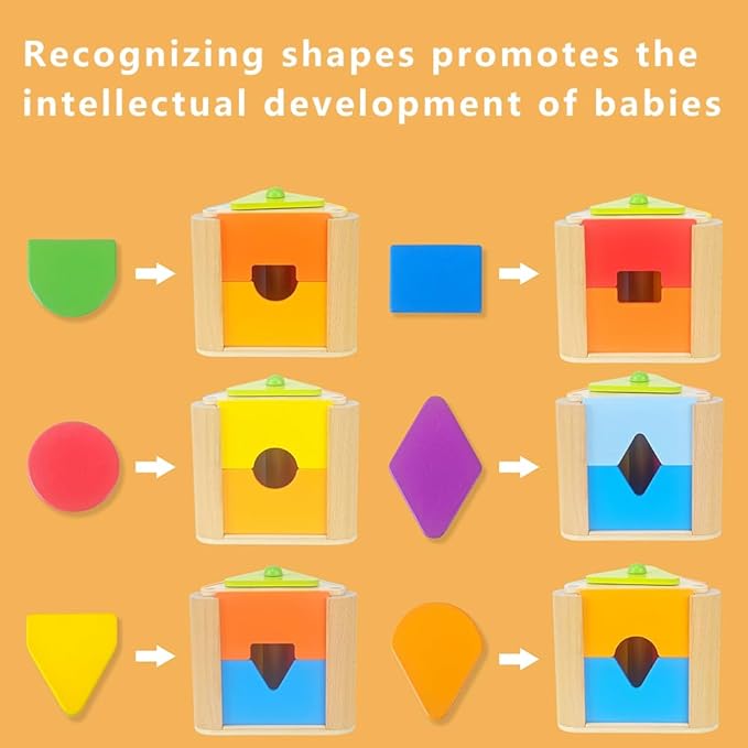 Shape Discovery Plug-in Box | Beech Wooden Shape Sorter Toy with 6 Puzzles | Montessori Learning for Toddlers 18+ Months