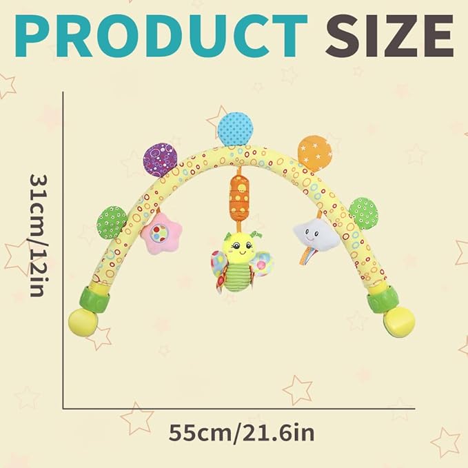 Caterbee Travel Arch Bassinet Toys for Infant & Toddlers, Baby Crib Stroller Accessory & Pram Activity Bar Toy for Senses and Motor Skills Development Indoor and Outdoor