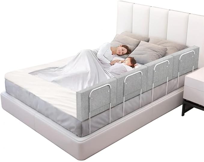 Bed Rail, Bed Rail for Toddlers, Kid, Adult, 78.7" Bed Side Rails for Full, Queen, King, Twin, Bunk, Dorm Beds to Prevent Falls, Bed Rails Can be Flexibly Combined, Easy Installation (Gray, 4 Packs)