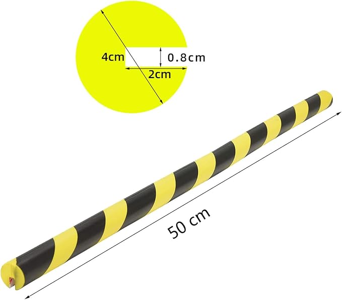 L-Shaped/Circular Edge Protector – 19" Durable Polyurethane Foam, High-Visibility Yellow/Black Stripes & Corner Safety Bumper for Impact Protection