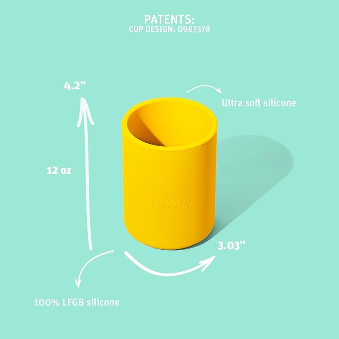 Avanchy Silicone Training Cup – 12 oz Open Cup for Toddlers and Infants – Ideal for Baby Led Weaning and Transitioning from Bottles, Gray