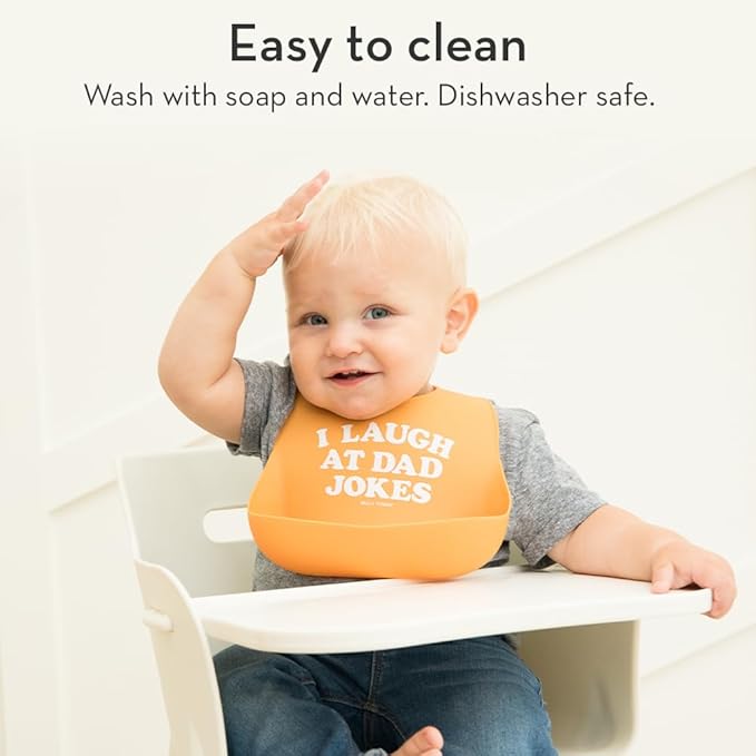Baby Bib for Eating by Bella Tunno, Waterproof Silicone Bib with Large Food Catcher, Adjustable Fit for Babies 4-12 months & Toddlers 1-3 Years, Boys & Girls, Let The Dogs Out