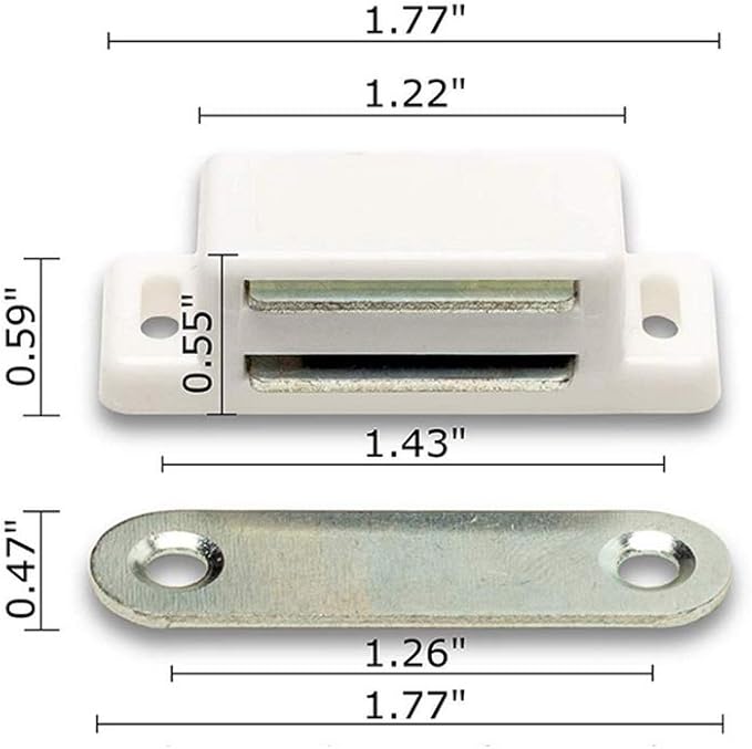 Cabinet Magnet Latch - Best for Cabinet Doors, Cupboards, Drawers and Shutters - Cabinet Magnetic Latch Easy Install - Magnetic Cabinet Catch Screws Included - Set of 12(White)