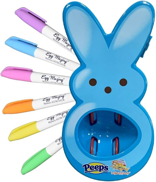 The Eggmazing Egg Decorator - Peeps Bunny - Arts and Craft Set Includes 6 Colorful Quick Drying, Non-Toxic Markers - Blue - Packaging May Vary