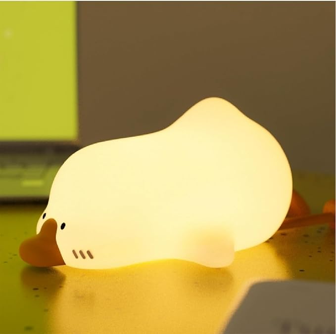 Big Goose Night Light，Squishy Silicone Kids Lamp, Dimmable 3-Gear Warm Light with Tap Control, BPA-Free Baby Cut LED Nightlight for Nursery Bedrooms Camping & Party Decor