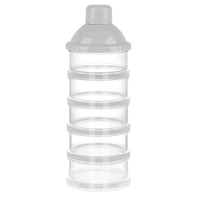 Accmor Formula Dispenser On The Go, 5 Compartments Stackable Formula Container for Travel, Baby Milk Powder Kids Snack Container, BPA Free