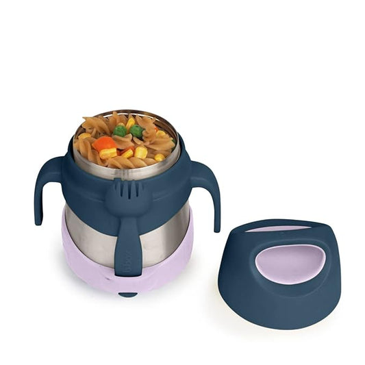 b.box Insulated Food Jar with Spork for Toddlers | Easy Open Container | Stainless Steel, 5hrs + of perfect temperatures | Dishwasher safe, BPA Free (Indigo Rose, 11 oz)