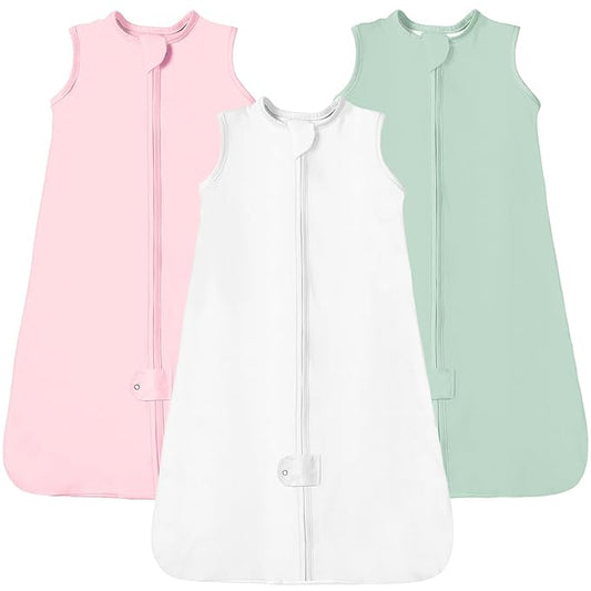 TotAha Sleep Sack 0-6 Months 3-Pack,Stretchy,Buttery Soft Swaddle Transition Sleeping Bag,Light Baby Wearable Blanket with 2-Way Safe Zippers for Boys and Girls, 0.5 TOG