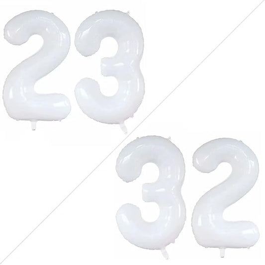 GOER Number 23 Balloons for 23rd Birthday Party Decorations,42 Inch Jumbo Foil Helium 32 Balloons for 32nd Birthday Party Decoration (White)