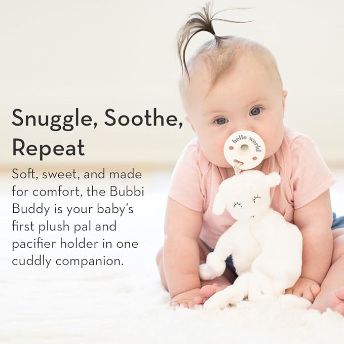 Pacifier Holder with Detachable Pacifier by Bella Tunno, Soft Animal Lovey Snuggle Toy Attaches to Teethers, Baby Gift for Newborn Boys and Girls, Babies 0+ Months, Bunny