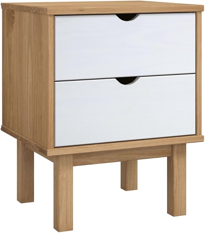 Scandinavian Style Bedside Cabinet, Engineered Wood, 15.4" x 17.7" x 22.4" - Image 2