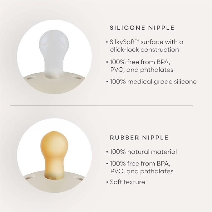 FRIGG Daisy SilkySoft Silicone Baby Pacifier | Made in Denmark | BPA-Free (Cotton Candy/Sandstone, 6-18 Months)