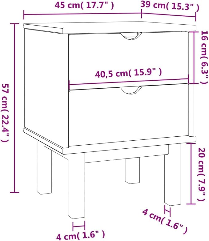 Scandinavian Nightstand, Solid Pine Wood Bedside Table - Image 3