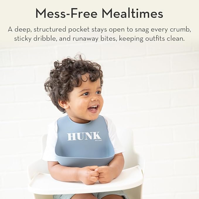 Bella Tunno Baby Bib for Eating, Waterproof Silicone Bib with Large Food Catcher, Adjustable Fit for Babies 4-12 months & Toddlers 1-3 Years, Boys & Girls, Bebe