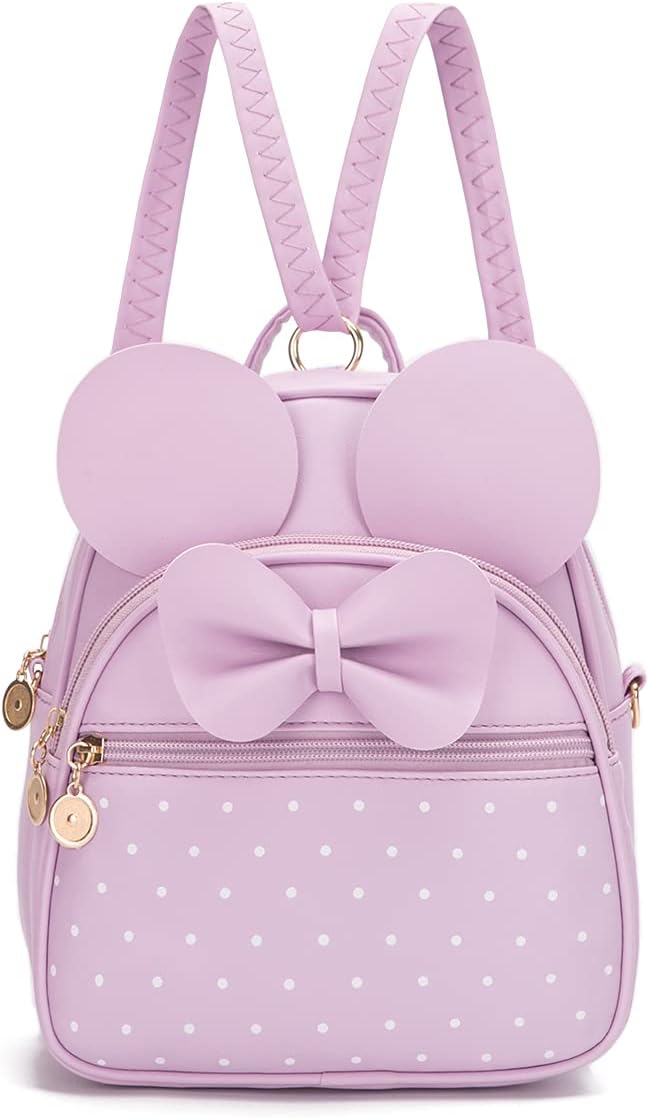 KL928 Girls Bowknot Polka Dot Cute Mini Backpack Small Daypacks Convertible Shoulder Bag Purse for Women