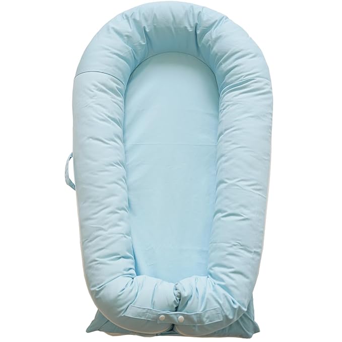 Deluxe Infant Lounger, Baby Nest Cover for Baby Girls & Boys, Newborn Essentials for Baby 0-12 Months, 100% Cotton (SummerSky)