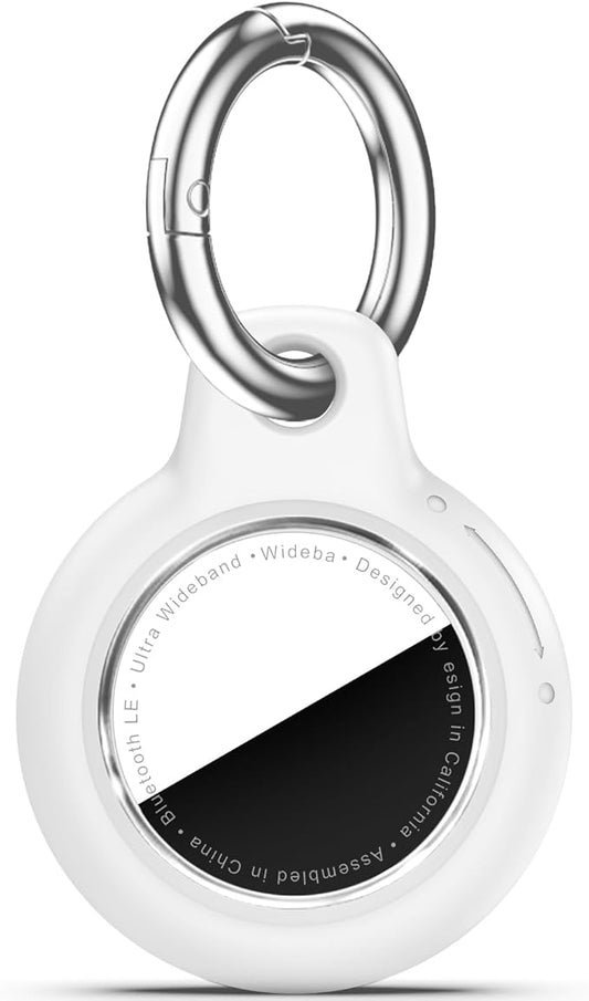 Upgrade Waterproof Airtags Holder with Apple Airtags Keychain, Hard PC Air Tag Case, Anti-Scratch & Shock Air tag Holder,Men's Women's Keyrings & Keychains, for Dog,Car Key,Luggage -White