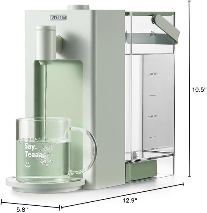 BUYDEEM S9013 Instant Hot Water Dispenser, Countertop Water Boiler & Warmer for Tea, Coffee and Baby Formula, Adjustable 8 Temperatures & 5 Water Outputs, 3L Water Tank(102oz), Green