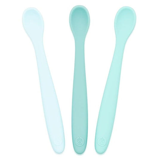 WeeSprout Silicone Baby Spoons - First Stage Infant Feeding Utensils With Soft-Tip, Bendable Kitchenware for Parent & Self-Feeding, Ultra-Durable, Dishwasher Safe, Travel Case, Set of 3