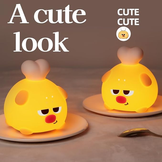 ATSUI Cute LED Night Light for Kids, Squishy Dog Design, 3 Level Dimmable, Food Grade Silicone Construction