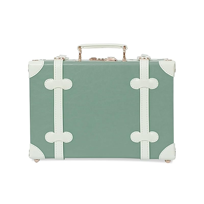 Unitravel Baby Keepsake Case, 13" Handmade Memory Storage Box, Newborn Keepsake Box, Vintage Suitcase for Baby Shower, Baptism, Naming Ceremony or Birthday (mint green)