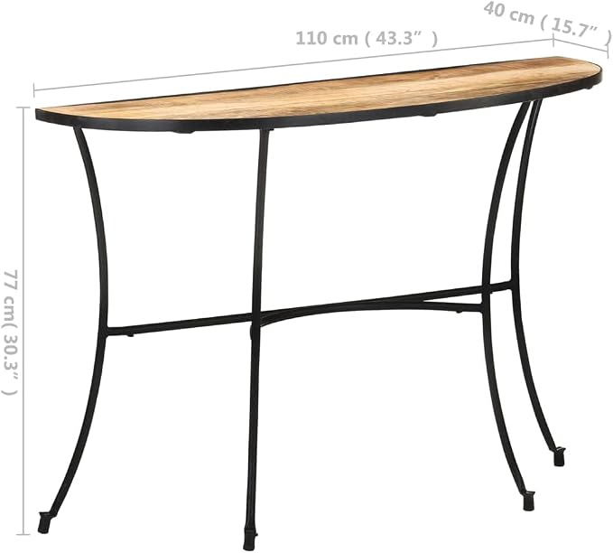 Solid Mango Wood Half Circle Side Table - Image 2