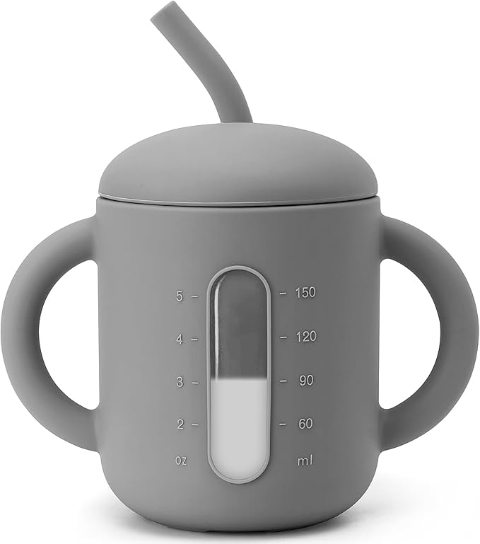 SAMiGO Silicone Sippy Cup, Baby Straw Cup for 6 12 18 Months, Sippy Cup with Straw for Toddlers 1-3 Years, Baby Water Cup for Drinking and Training, 6 oz