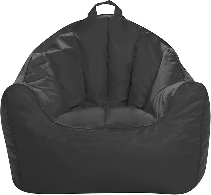 Posh Creations Structured Comfy Bean Bag Chair for Gaming, Reading, and Watching TV, Malibu Lounge, Microsuede - Charcoal Gray