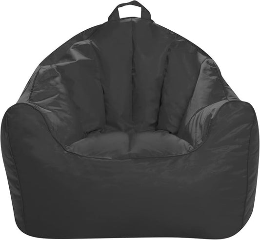 Posh Creations Structured Comfy Bean Bag Chair for Gaming, Reading, and Watching TV, Malibu Lounge, Microsuede - Charcoal Gray
