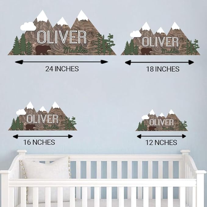 Personalized Name Sign, Mountain nursery decor, Layered Nursery baby name sign, Woodland nursery decor, Woodland theme nursery, Baby woodland nursery, Nursery name sign for boys gift/7