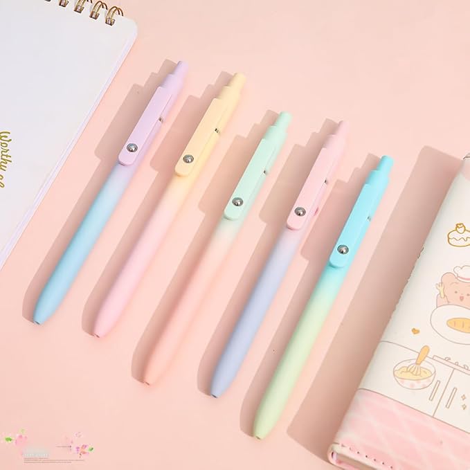 Valentines Day & Birthday Gifts for Teens & Women, Gel Pens - Black Ink, Preppy Stuff, Easter Gifts for 4-12 Year Old Girls (5 Pcs Gradient)