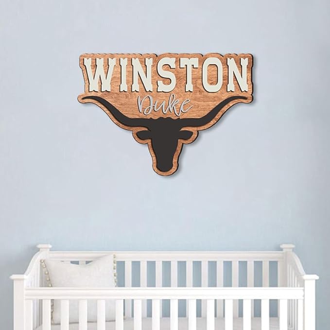 Personalized Western Baby Nursery Decor - Custom Layered Name Sign, Wooden Gift