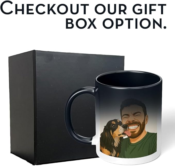 Personalized Coffee Mug, Custom Drawing Portrait Gift, Funny Customized Coffee Gift for Men & Women, Custom Mugs with Pictures, Black - Color Changing 11oz Father's Day Mug