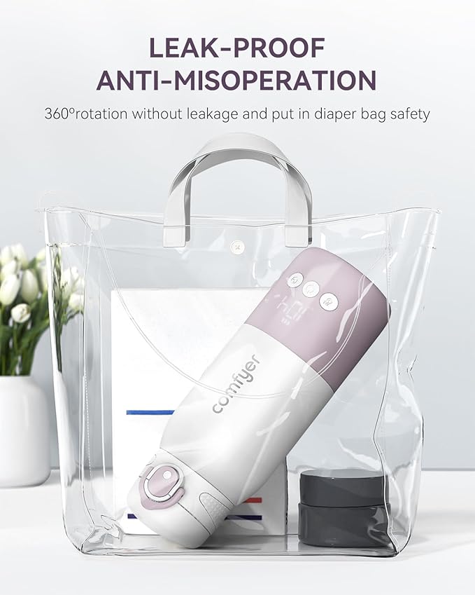 Portable Baby Bottle Warmer for Travel, Portable Milk Warmer with Fast Heating & Long Battery Life, Instant Breast Milk, Formula/Water Warmer with 12 Ounces Big Capacity, Baby Flask for Vehicle