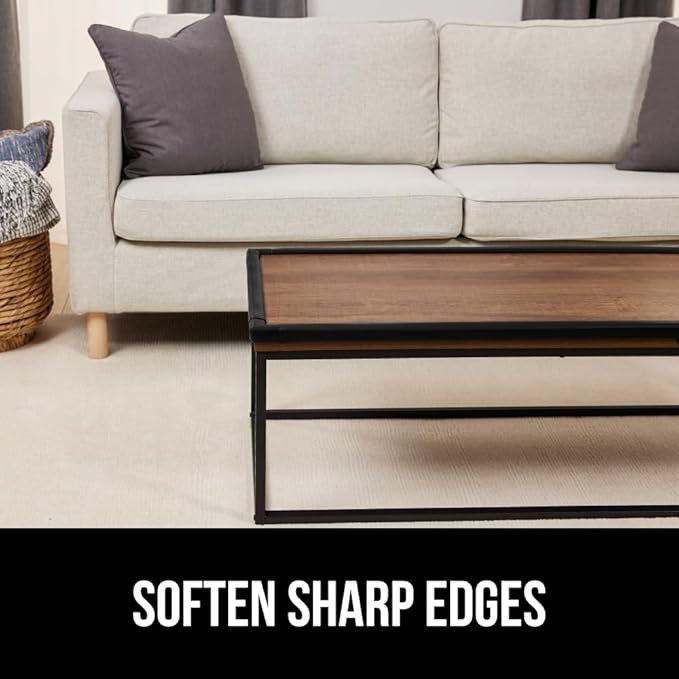 GORILLA GRIP Baby Proof Corners and Edges for Furniture, Kid Proofing Adhesive Table Corner Protectors, Heavy Duty Soft Rubber Foam Protection, Includes 8 Protective Safety Guards, 18 Feet, Black