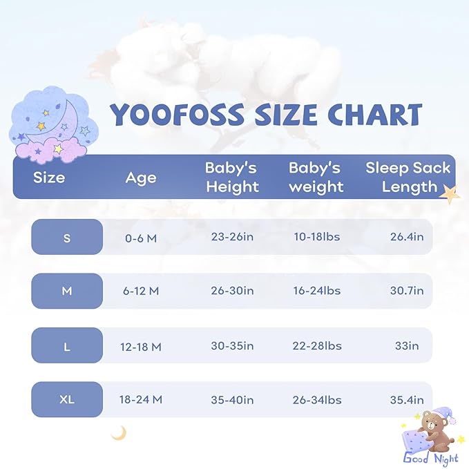Yoofoss Baby Sleep Sack 18-24 Months Baby Wearable Blanket 100% Organic Cotton 2-Way Zipper TOG 0.5 Toddler Sleeping Sack 3 Pack, Soft Lightweight Sleep Sacks for Babies(X-Large)