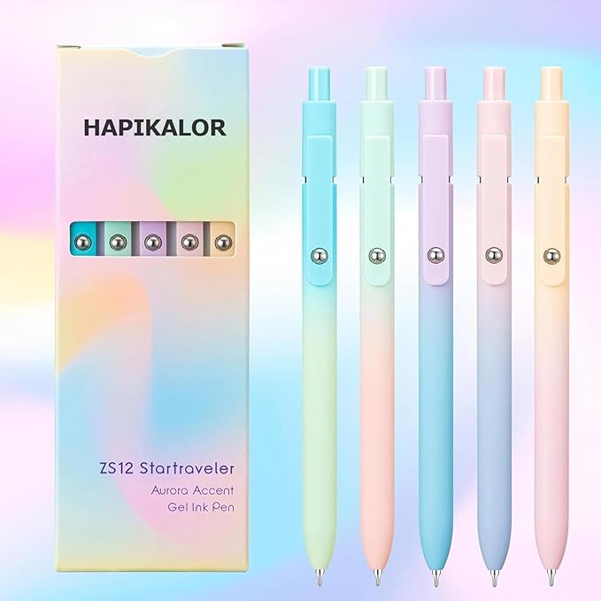 Valentines Day & Birthday Gifts for Teens & Women, Gel Pens - Black Ink, Preppy Stuff, Easter Gifts for 4-12 Year Old Girls (5 Pcs Gradient)