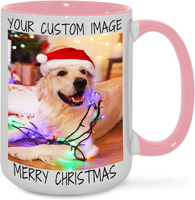 Ship Next Day Custom Mug Design Your Own Photo Text Personalized Picture Gifts for Women Men Customized Gift Idea Personalized Coffee Mugs 15oz Pink Handle