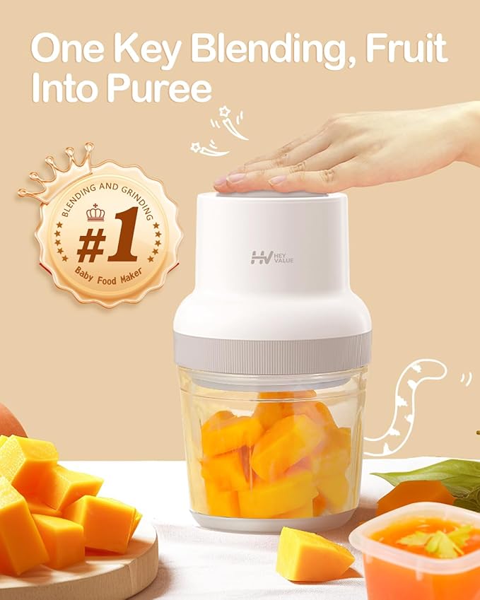 Baby Food Maker, HEYVALUE 13-in-1 Food Processor Set, Fruit, Vegatable, Meat, Baby Puree Blender with Baby Containers, Food Freezer Tray, Silicone Spoons, Spatula (Gray)