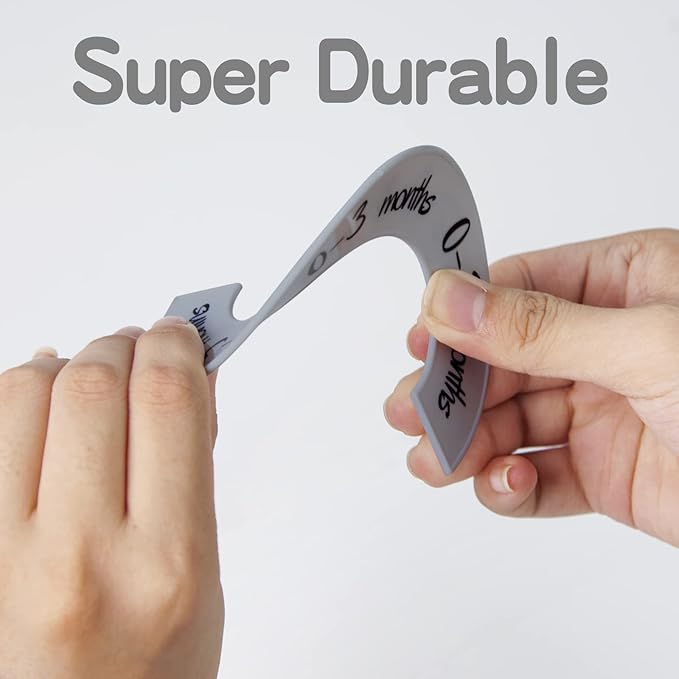 Pro Goleem Baby Closet Dividers Gray Baby Closet Organizer for Nursery Baby Clothes Size Age Dividers Fits 1.5" Rod 6 PCS